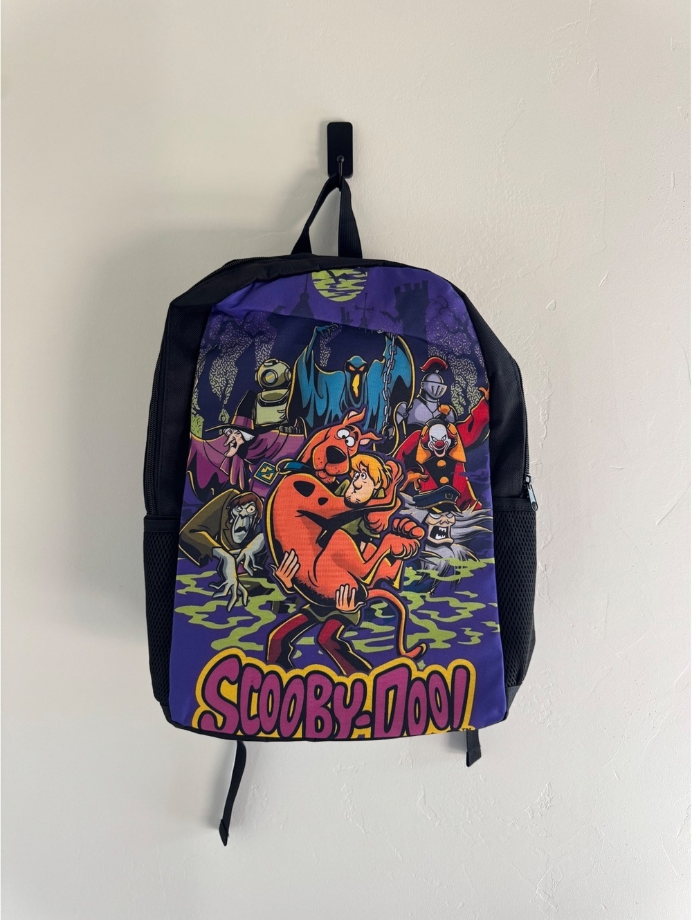 Scooby-Doo Haunted Castle Backpack Purple Black Cartoon School Bag